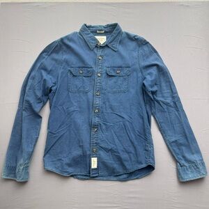 Abercrombie & Fitch Chambray Muscle Fit Blue Button-Up Shirt XXL Long Sleeve